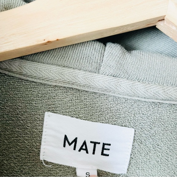 Mate the Label SMALL organic cotton full zip pocketed hoodie in green - Picture 3 of 7